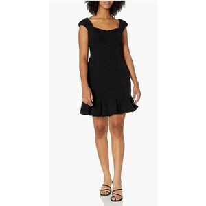 Rebecca Taylor Women’s Short Sleeve Structured Textured Black Mini Dress Size 10